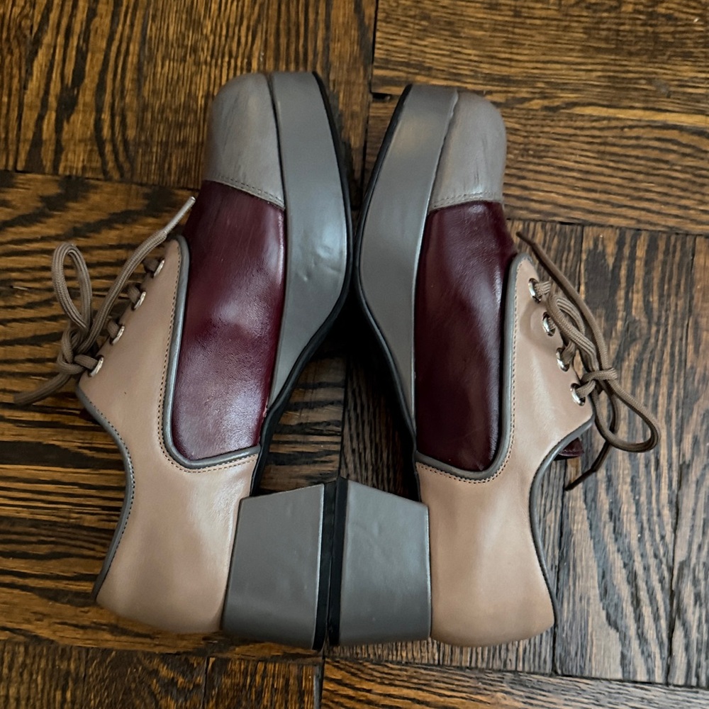 Jeffrey Campbell Gray and Burgundy Leather Oxfords